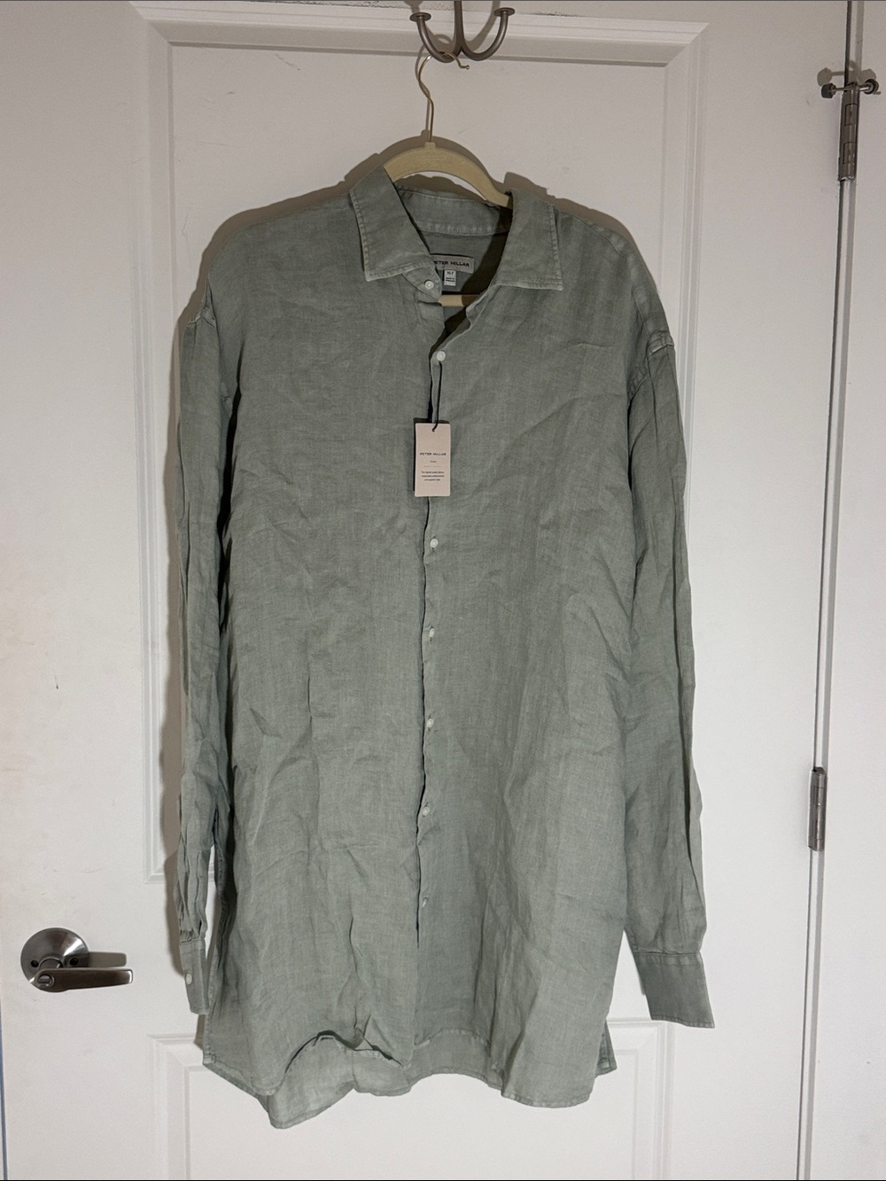 Peter Millar Light Sage Linen Button-Down Shirt